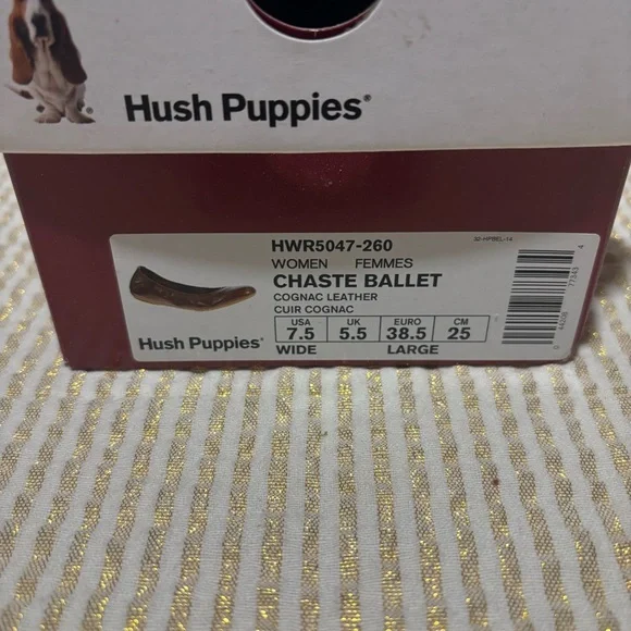 Hush Puppies Chaste Ballet Leather Cognac Size 7.5 Wide - Picture 2 of 7